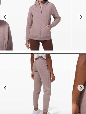 Lululemon scuba set! Soft Mauve Zip Hoodie and sweatpants with Sculpted Seams